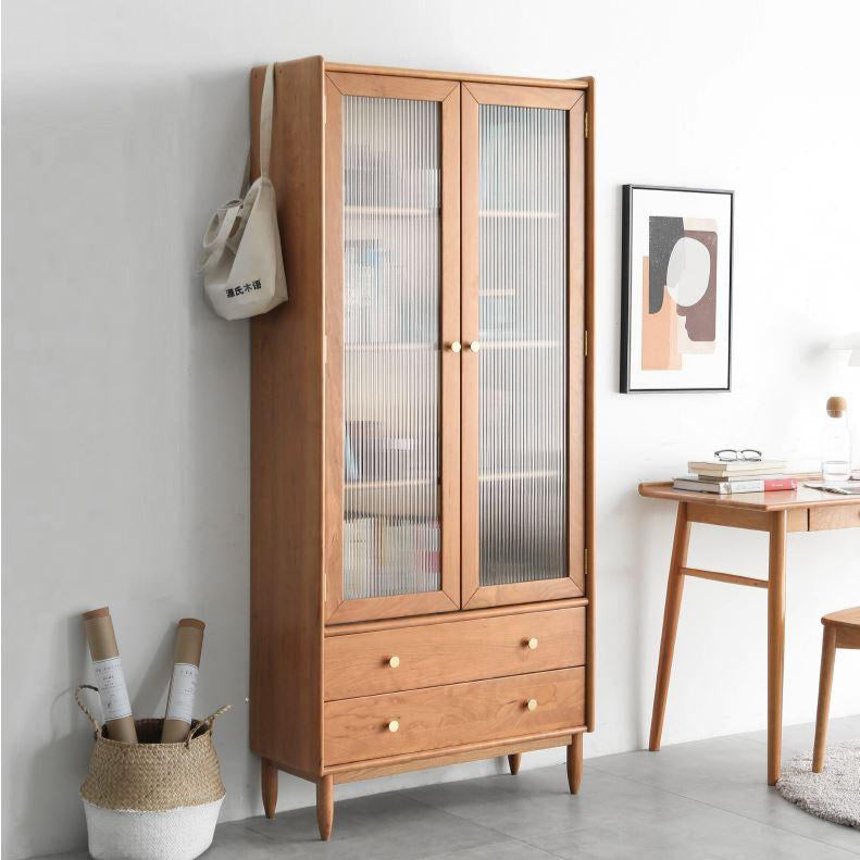Prunus Solid Cherry Bookcase with Glass Doors - Oak Furniture Store