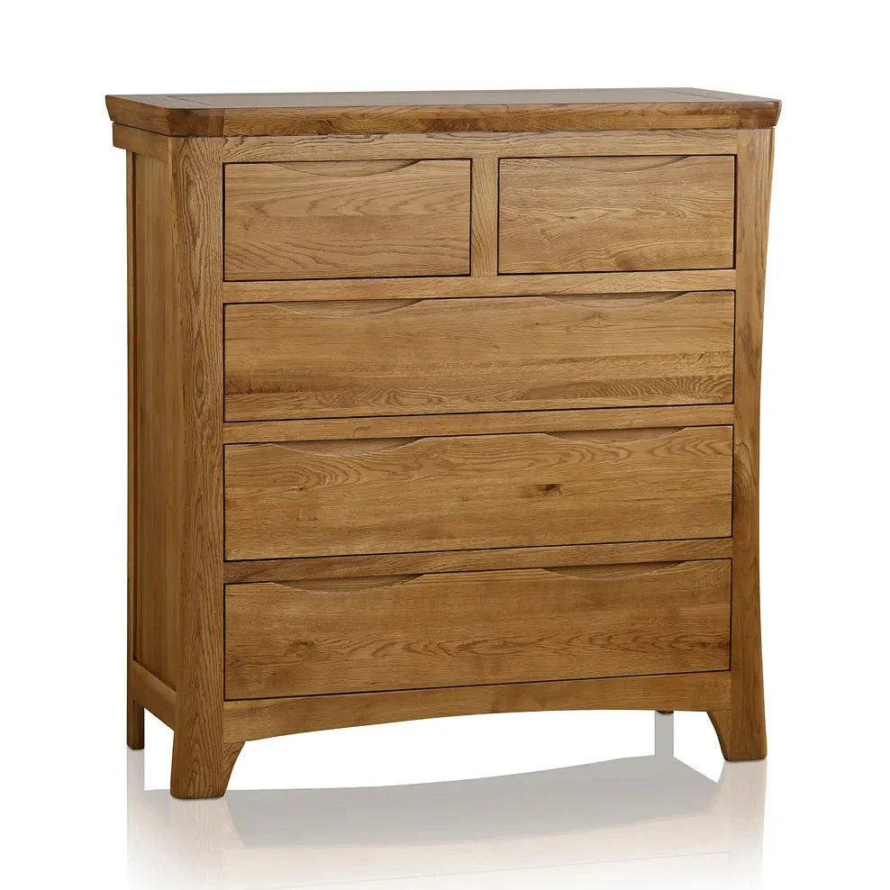 Renwick Rustic Solid Oak 3+2 Chest of Drawers - Oak Furniture Store