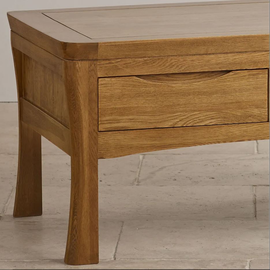 Renwick Rustic Solid Oak 4 Drawer Storage Coffee Table | square coffee table NZ with storage | Oak Furniture Store