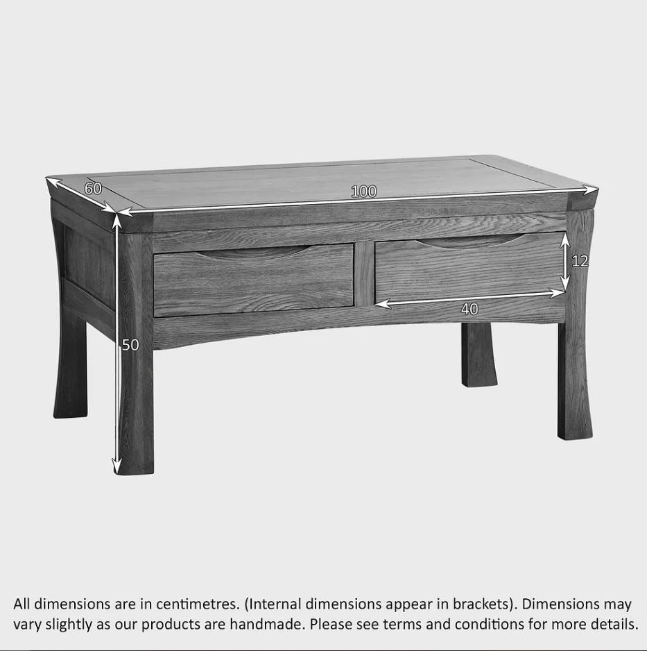 Renwick Rustic Solid Oak 4 Drawer Storage Coffee Table | square coffee table NZ with storage | Oak Furniture Store
