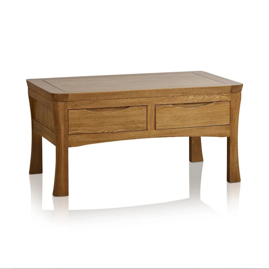Renwick Rustic Solid Oak 4 Drawer Storage Coffee Table | square coffee table NZ with storage | Oak Furniture Store