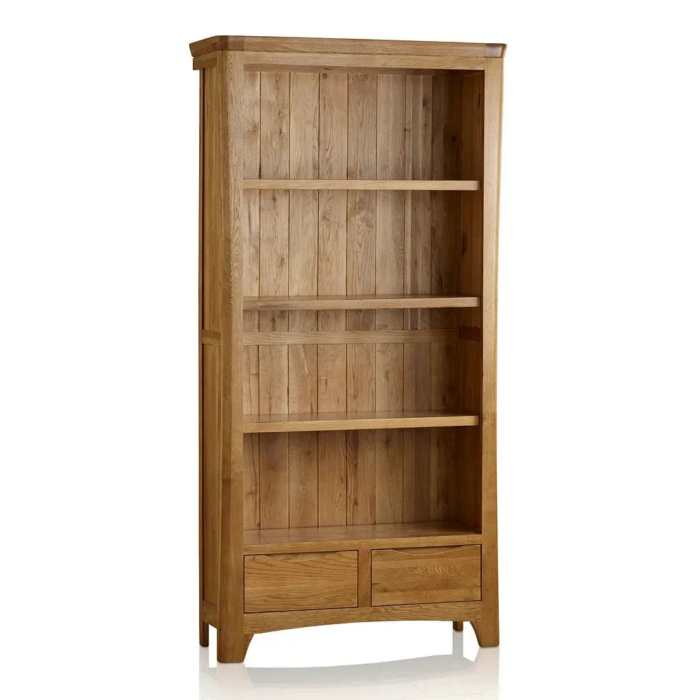Renwick Rustic Solid Oak Bookcase Cabinet - Oak Furniture Store