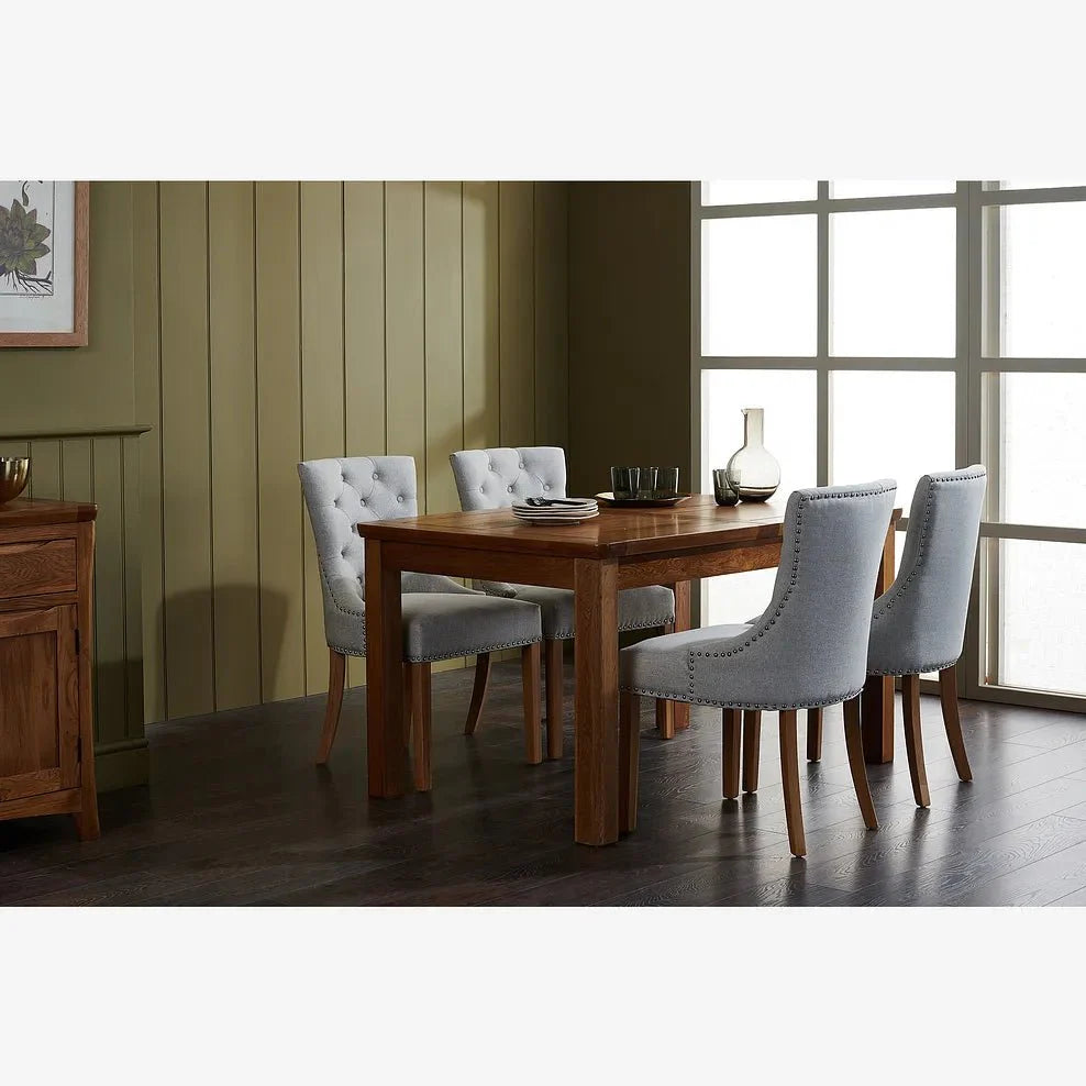 Renwick Rustic Solid Oak Extending Dining Table - Oak Furniture Store