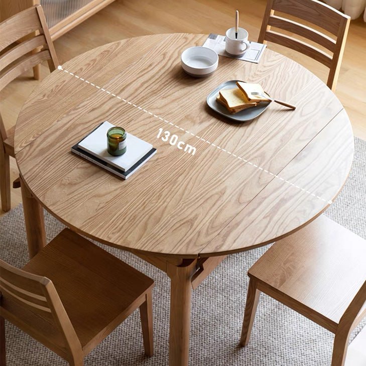 Seattle Natural Solid Ash Round Extendable Dining Table - Oak Furniture Store
