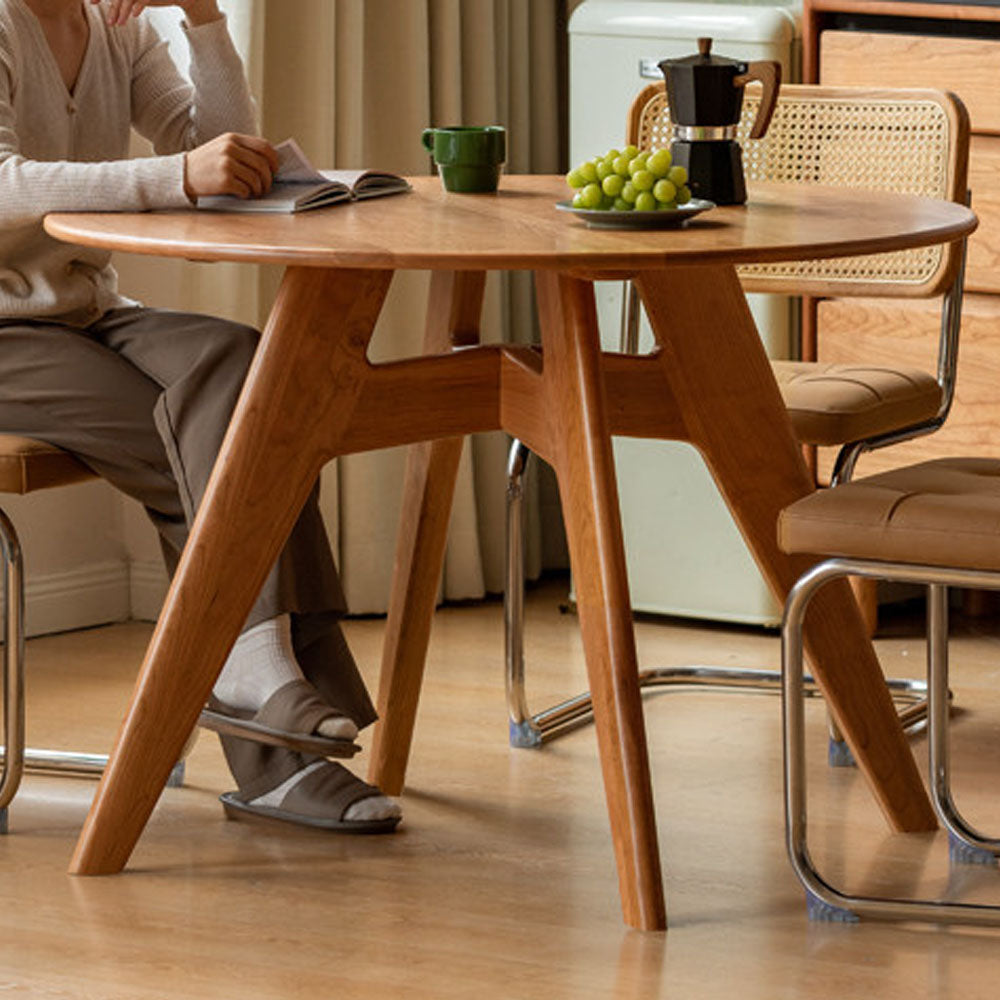 Prunus Natural Solid Cherry Small Round Dining Table