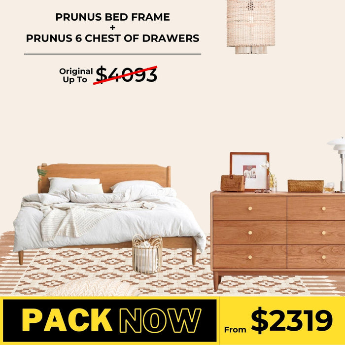 Prunus Solid Cherry Bed Frame and Chest of Drawers Package