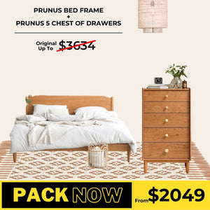 Prunus Solid Cherry Bed Frame and Tallboy Package - Oak Furniture Store