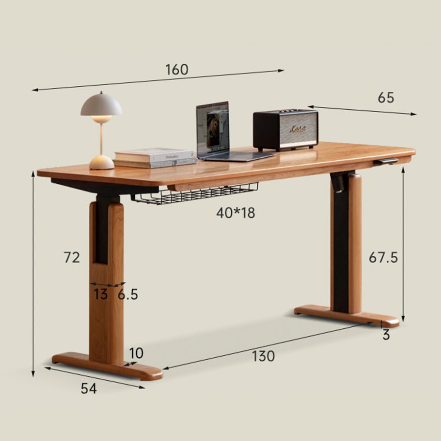 Prunus Solid Cherry Electric Height Adjustable Computer Desk | Oak Furniture Store