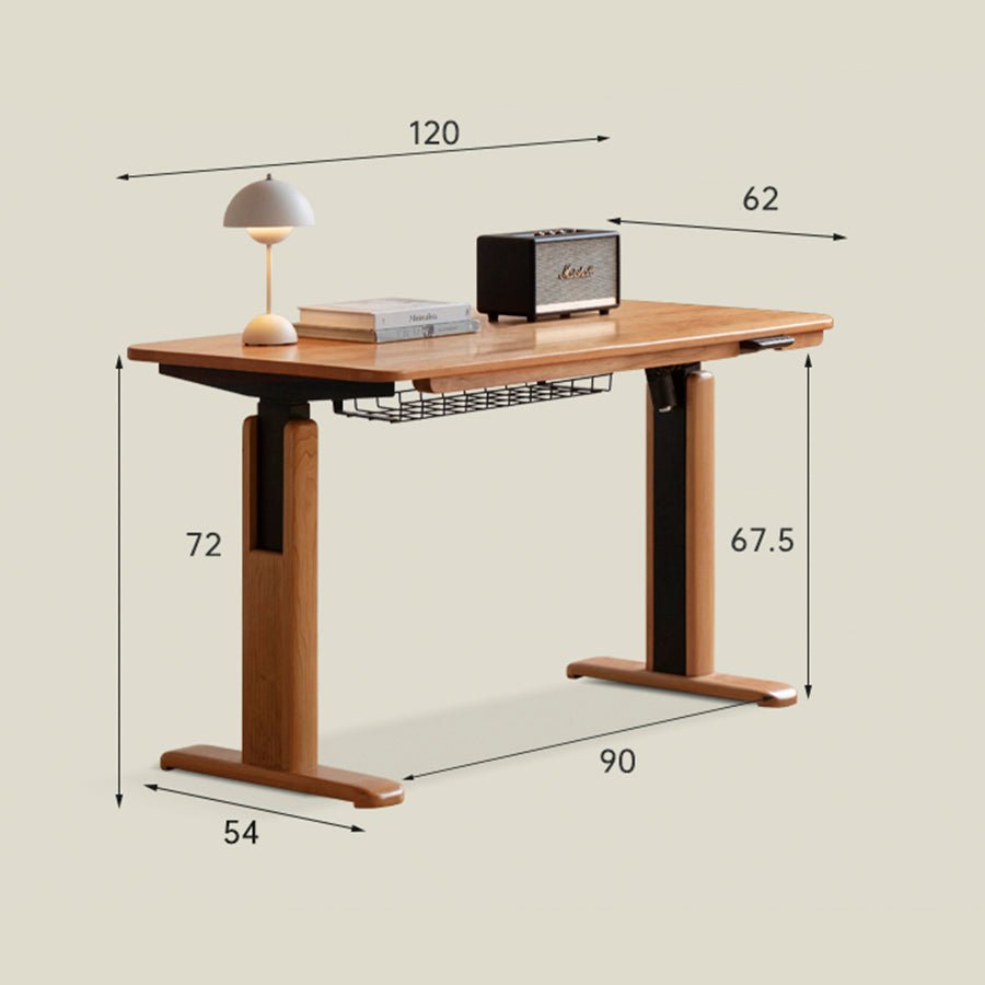 Prunus Solid Cherry Electric Height Adjustable Computer Desk | Oak Furniture Store