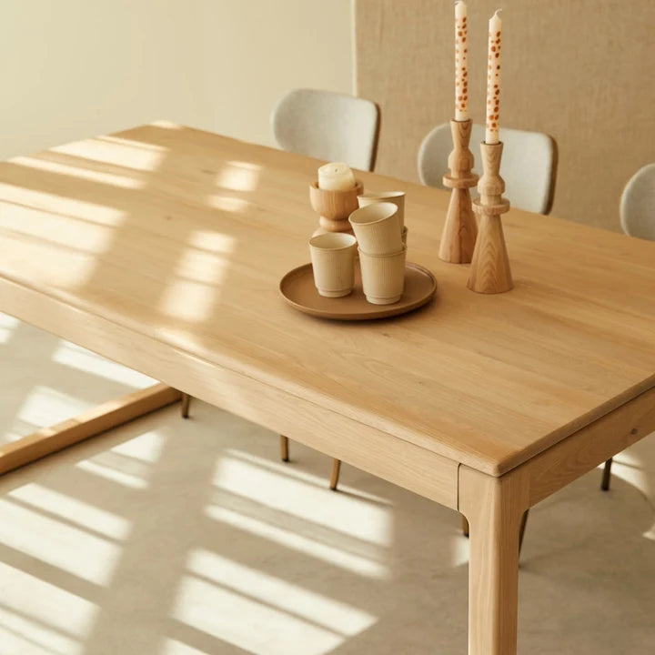 Randers Natural Solid Oak Extending Dining Table