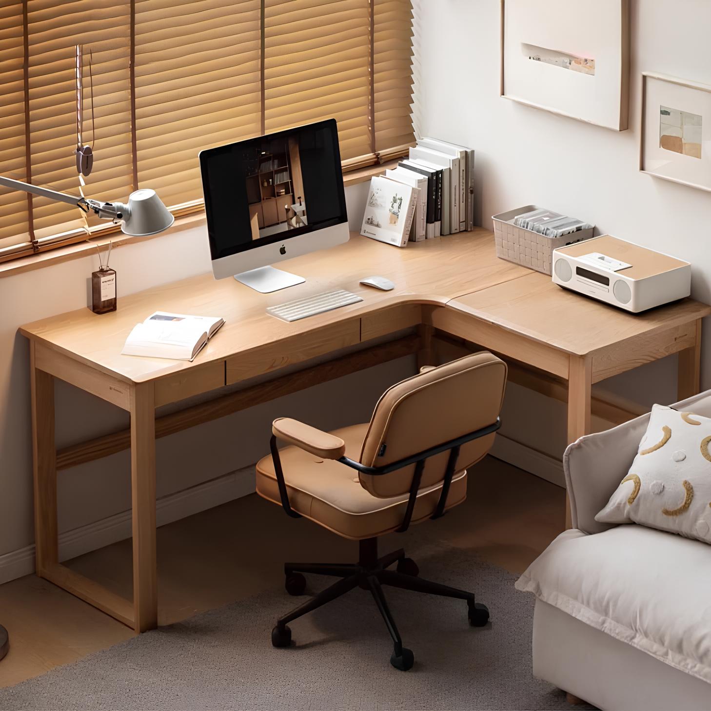 Randers Natural Solid Oak Returning Desk | Oak Furniture Store