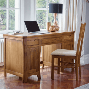 Renwick Rustic Natural Solid Oak Writing Desk - Oak Furniture Store & Sofas