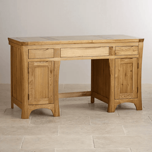 Renwick Rustic Natural Solid Oak Writing Desk - Oak Furniture Store & Sofas