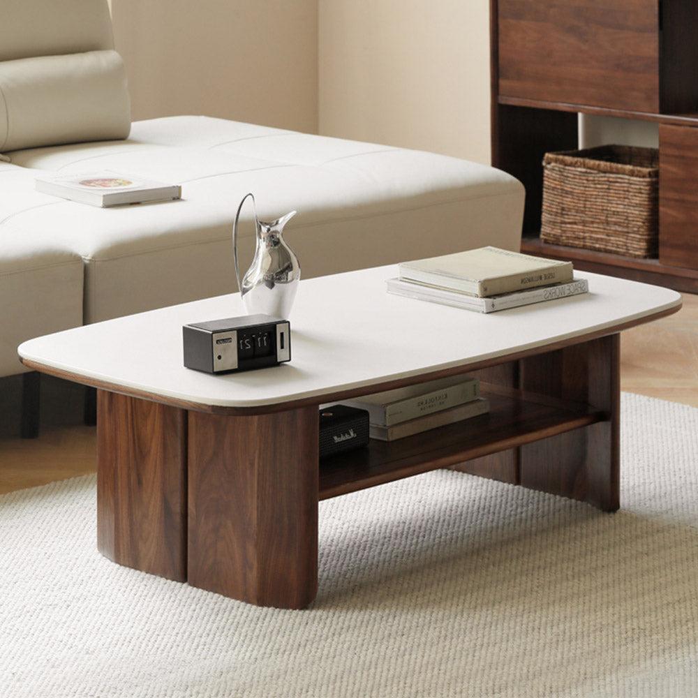 Riano Natural Solid Walnut Coffee Table with Ceramic Top