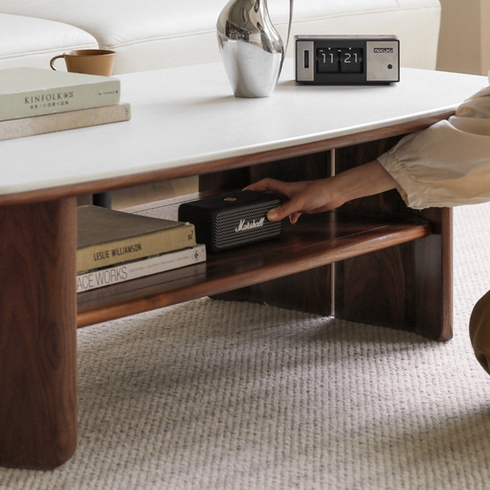 Riano Natural Solid Walnut Coffee Table with Ceramic Top