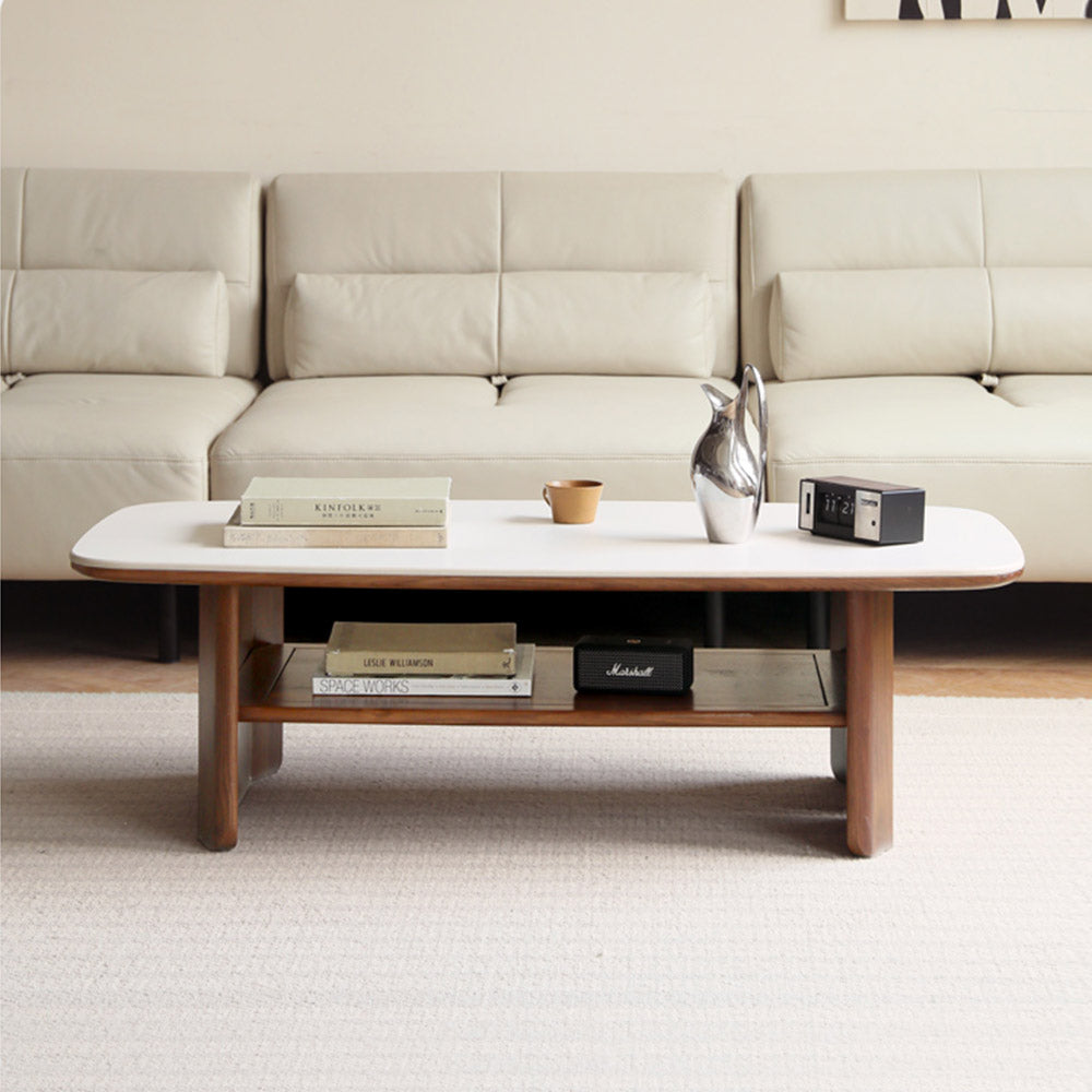Riano Natural Solid Walnut Coffee Table with Ceramic Top