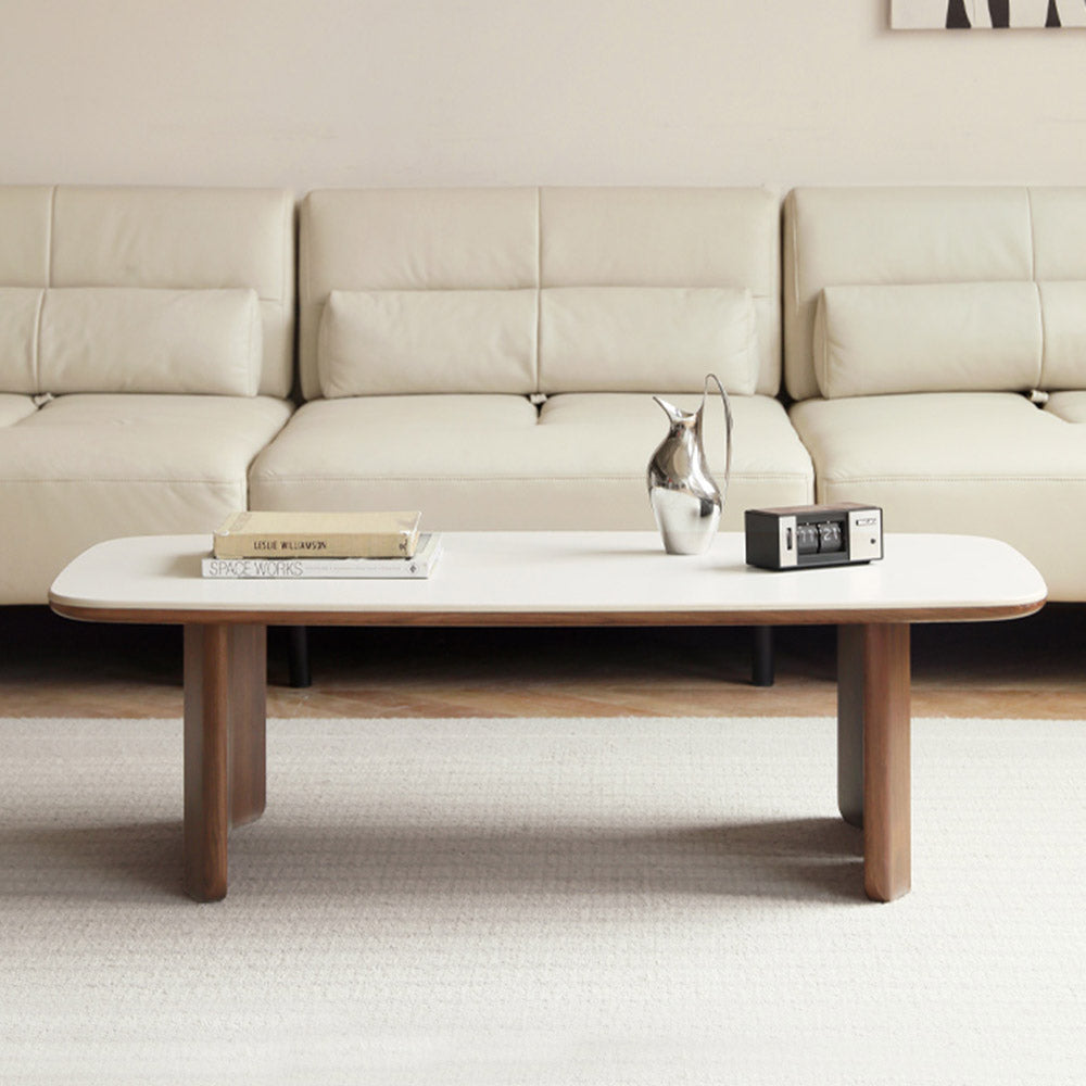 Riano Natural Solid Walnut Coffee Table with Ceramic Top