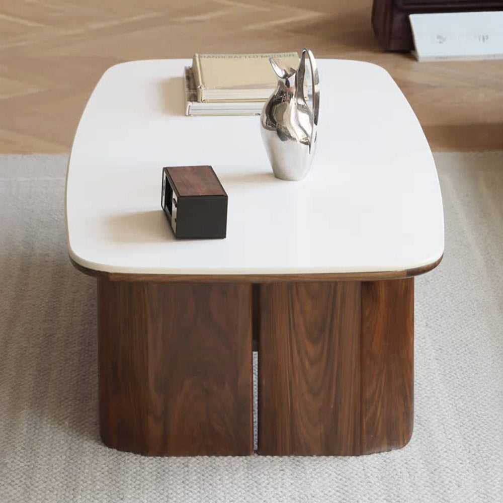 Riano Natural Solid Walnut Coffee Table with Ceramic Top