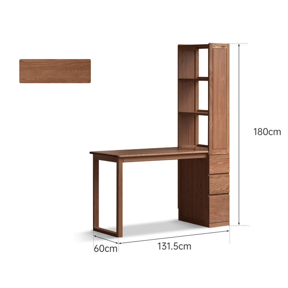 Rocca Natural Solid Oak Desk with Side Shelves