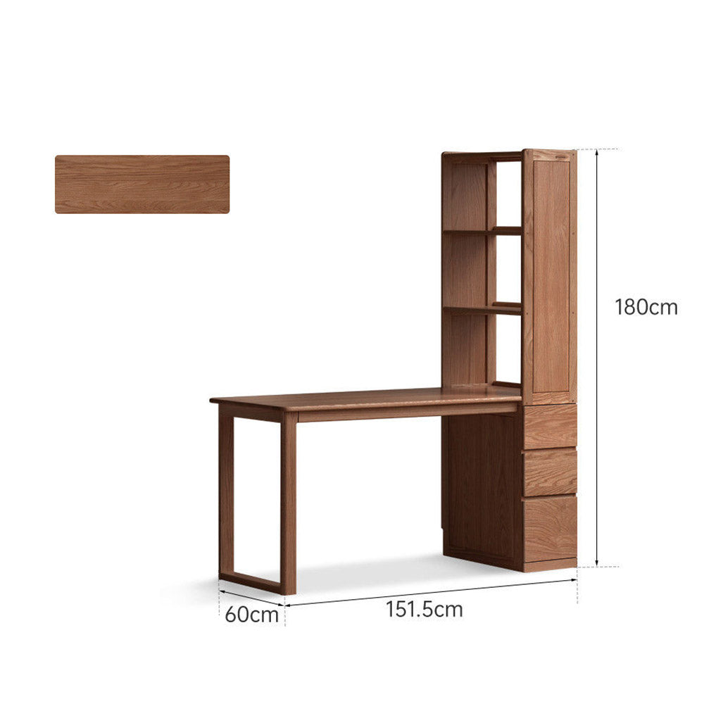 Rocca Natural Solid Oak Desk with Side Shelves