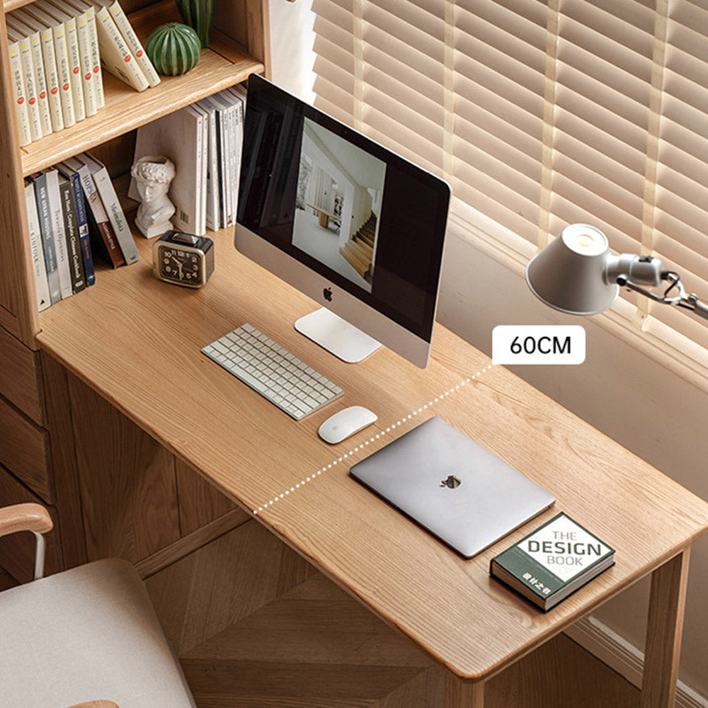 Rocca Natural Solid Oak Desk with Side Shelves