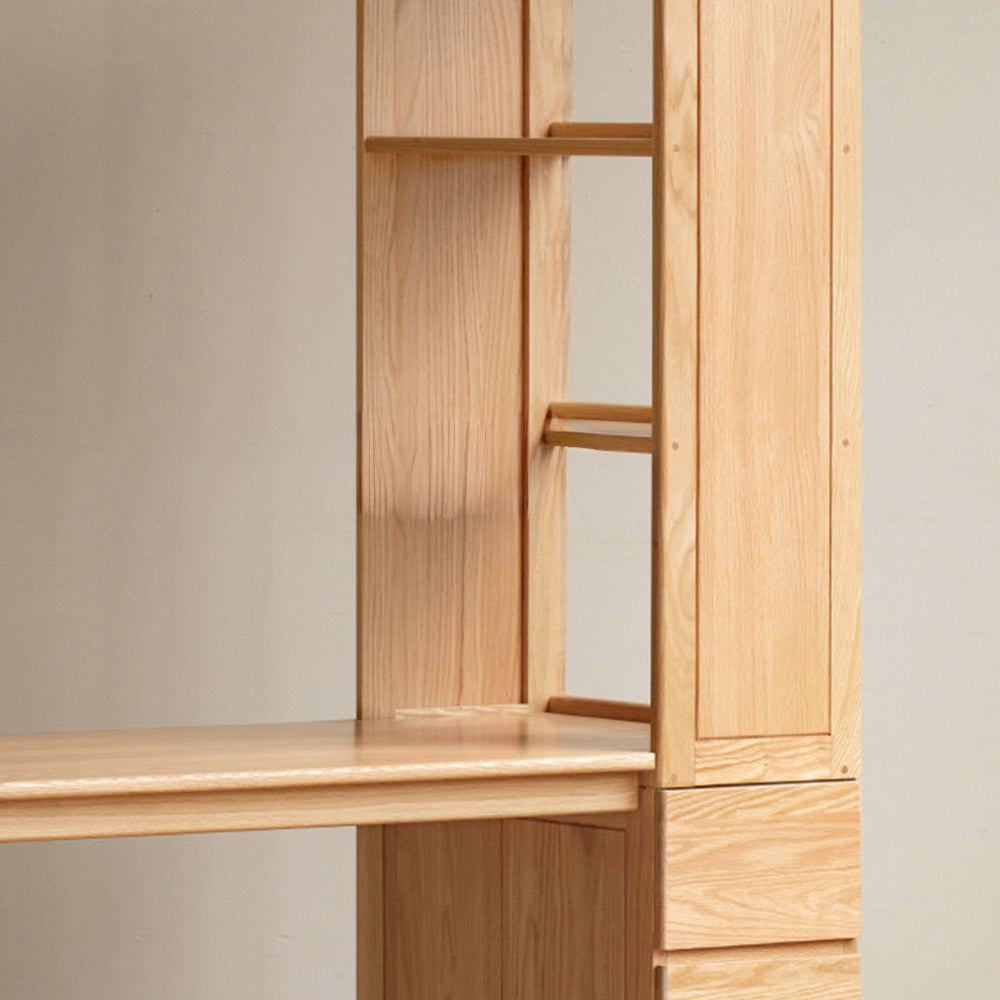 Rocca Natural Solid Oak Desk with Side Shelves
