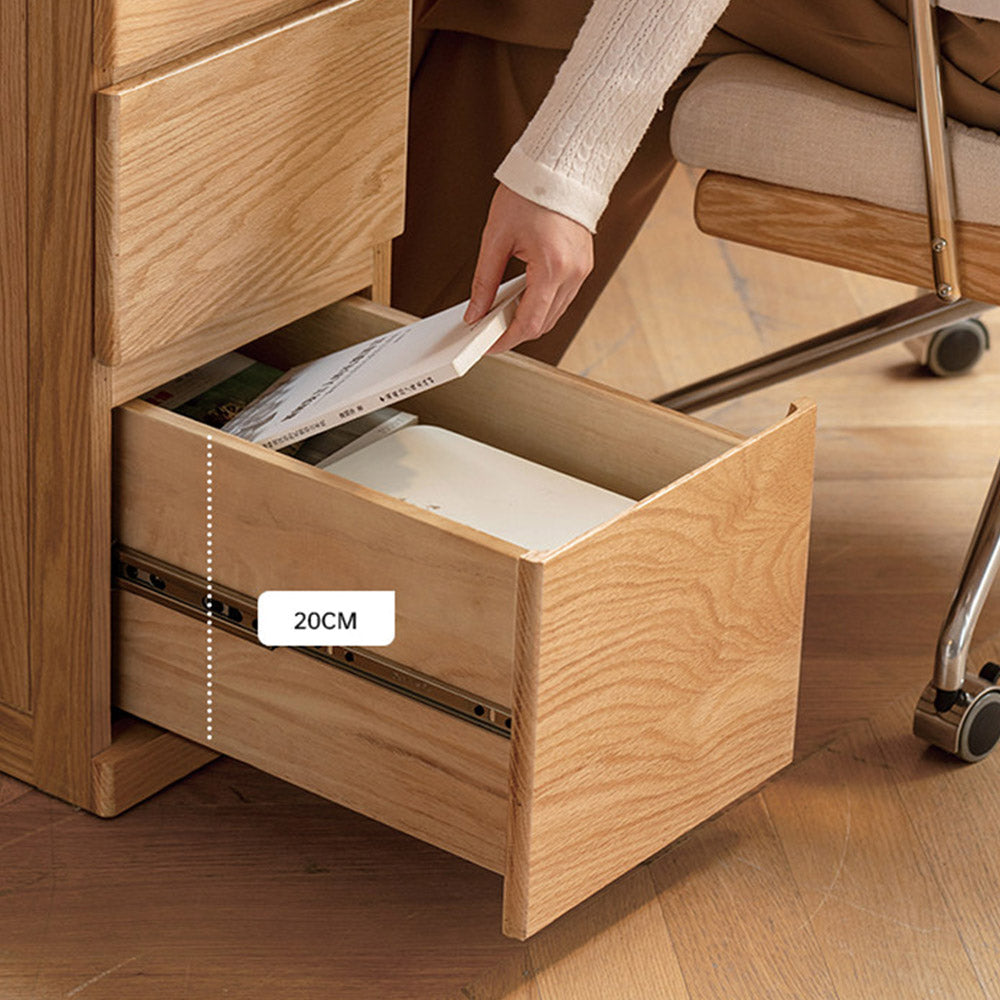 Rocca Natural Solid Oak Desk with Side Shelves