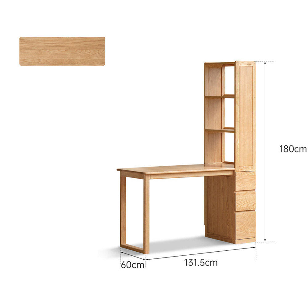 Rocca Natural Solid Oak Desk with Side Shelves
