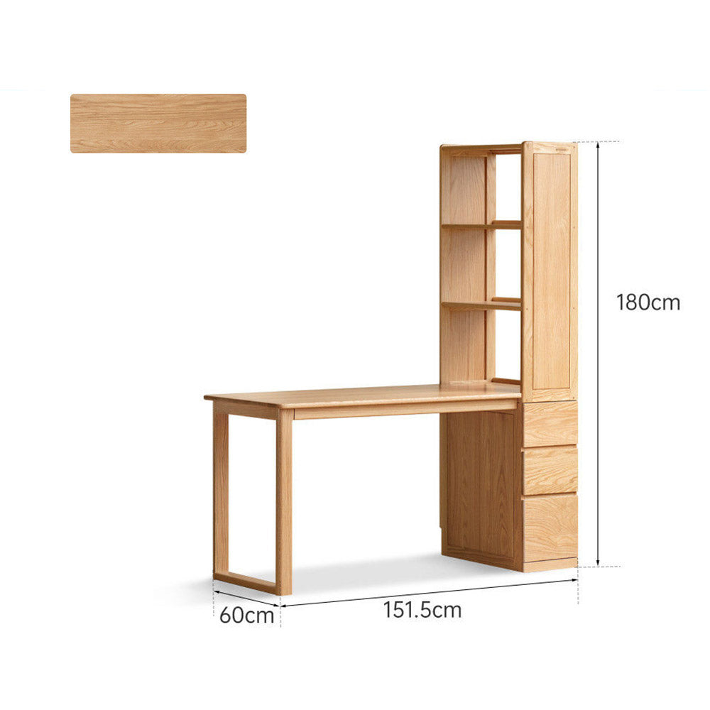 Rocca Natural Solid Oak Desk with Side Shelves