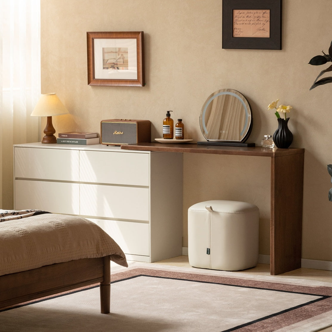 Rochester Solid Rubber Wood Extending Turning Dressing Table with Chest of Drawers