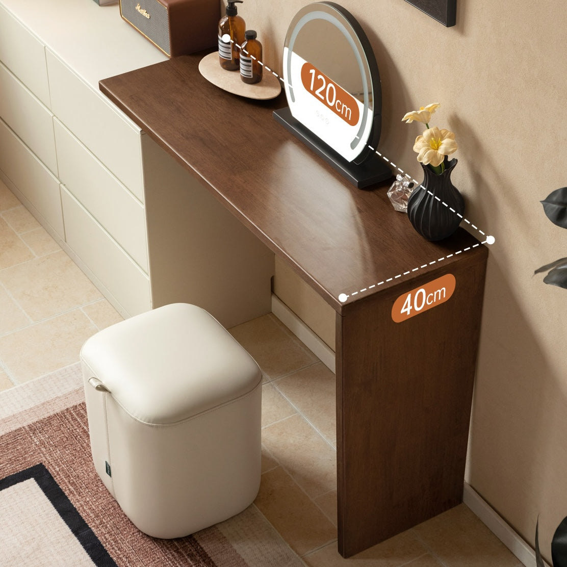 Rochester Solid Rubber Wood Extending Turning Dressing Table with Chest of Drawers
