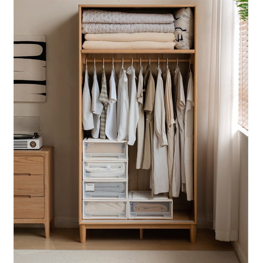 Ronda Solid Oak Sliding Door Small Wardrobe with Top Shelf - Oak Furniture Store