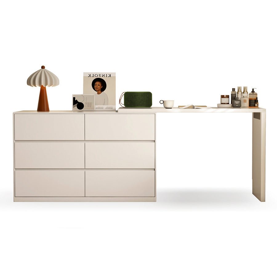 Roseland Cream Solid Rubber Wood Extending Turning Dressing Table with Chest of Drawers | Oak Furniture Store