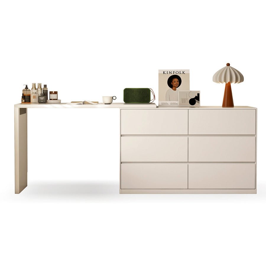 Roseland Cream Solid Rubber Wood Extending Turning Dressing Table with Chest of Drawers | Oak Furniture Store