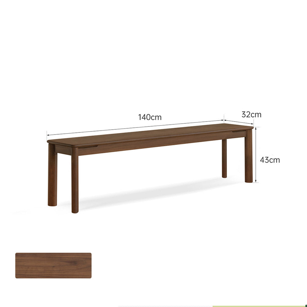 Roselle Natural Solid Walnut Dining Bench
