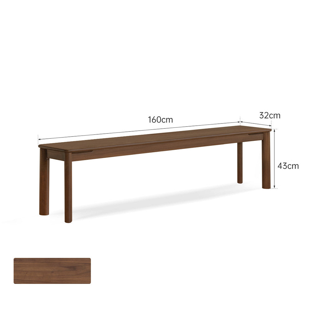 Roselle Natural Solid Walnut Dining Bench