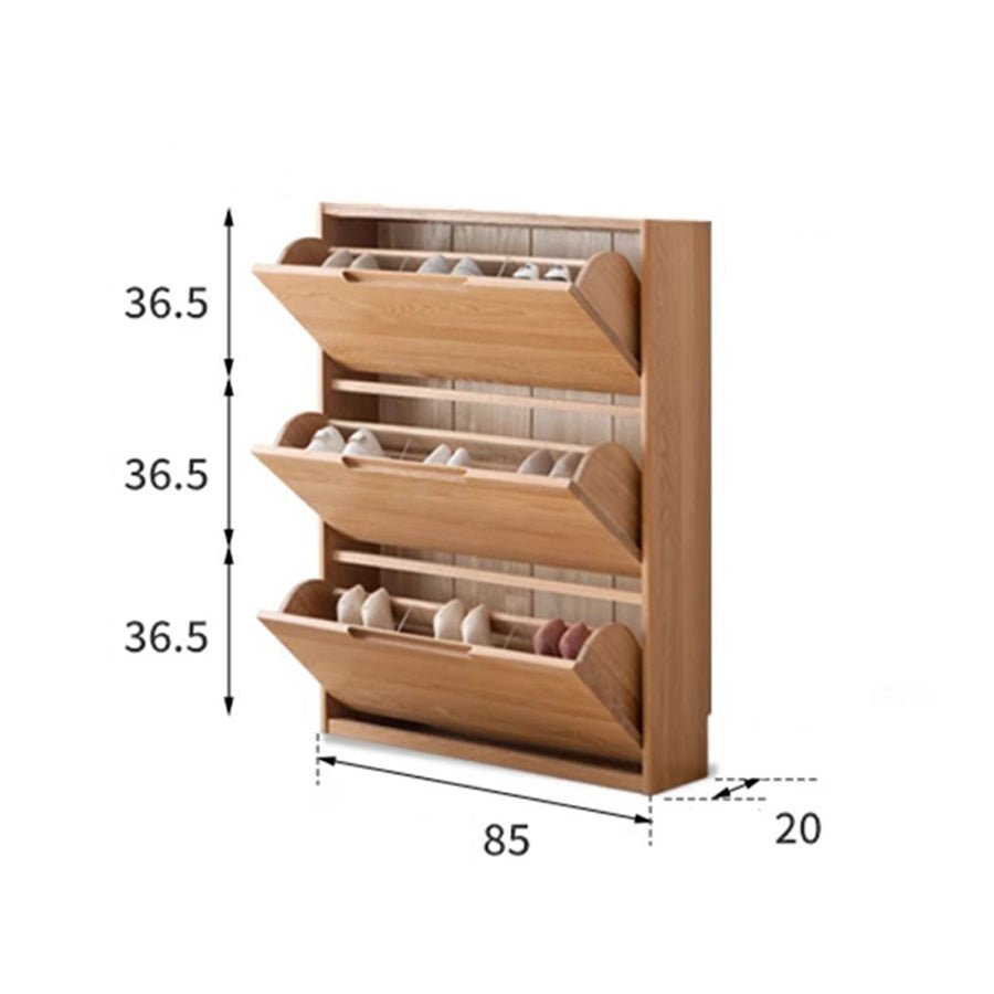 Rostad Natural Solid Oak Flip - top Shoe Cabinet | Oak Furniture Store