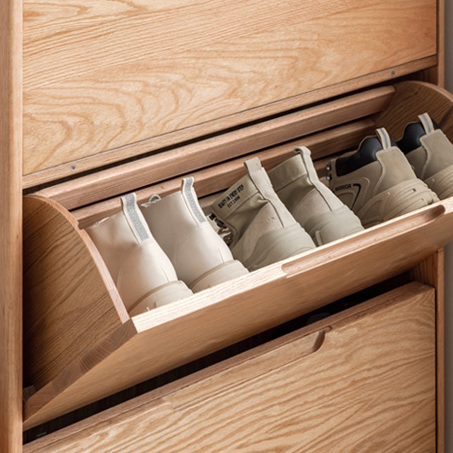 Rostad Natural Solid Oak Flip - top Shoe Cabinet | Oak Furniture Store