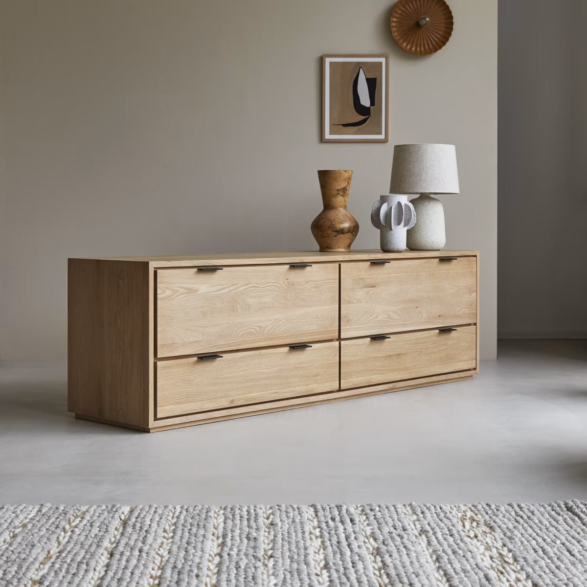 Rouen Natural Solid Oak Large TV Stand - Oak Furniture Store