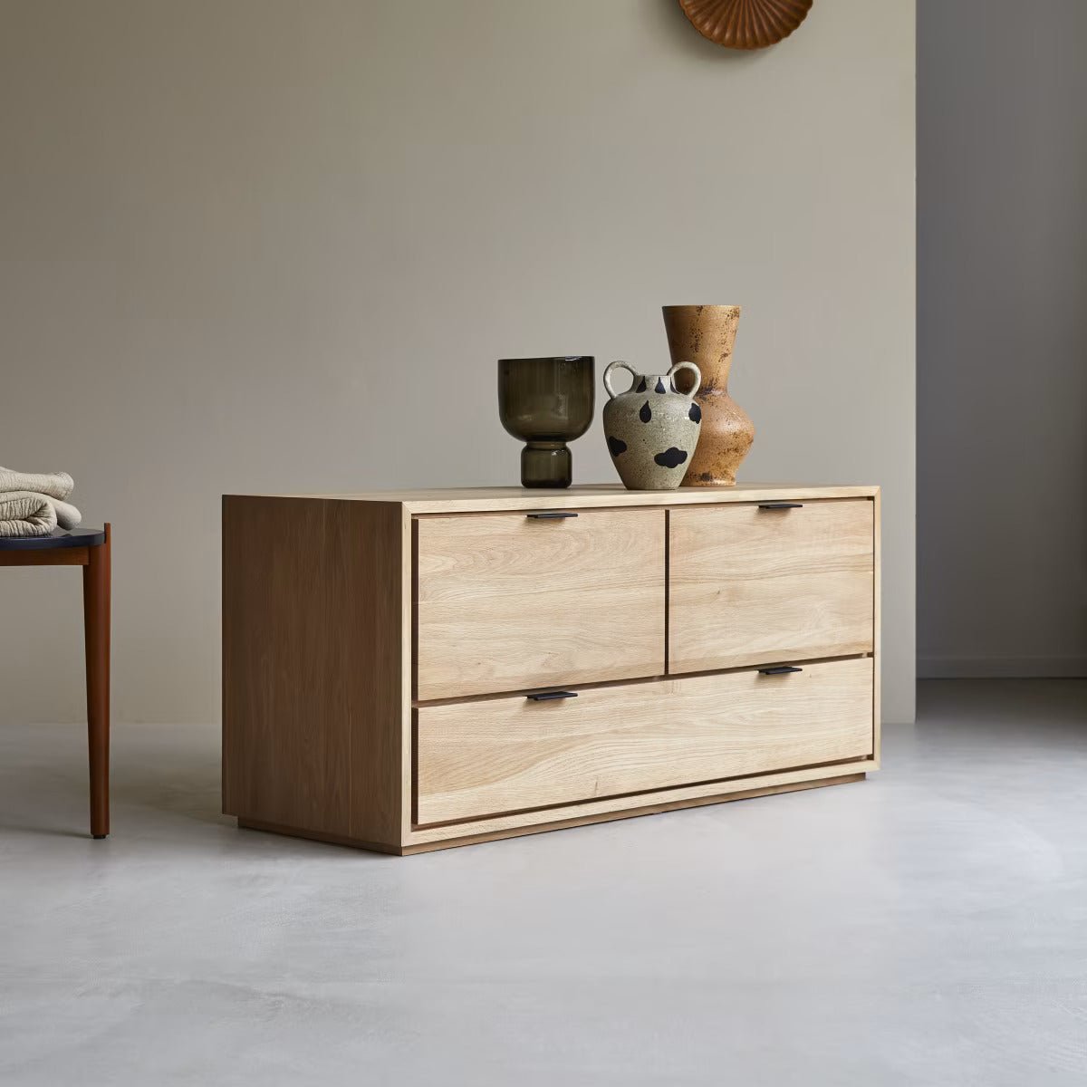 Rouen Natural Solid Oak Small TV Stand - Oak Furniture Store