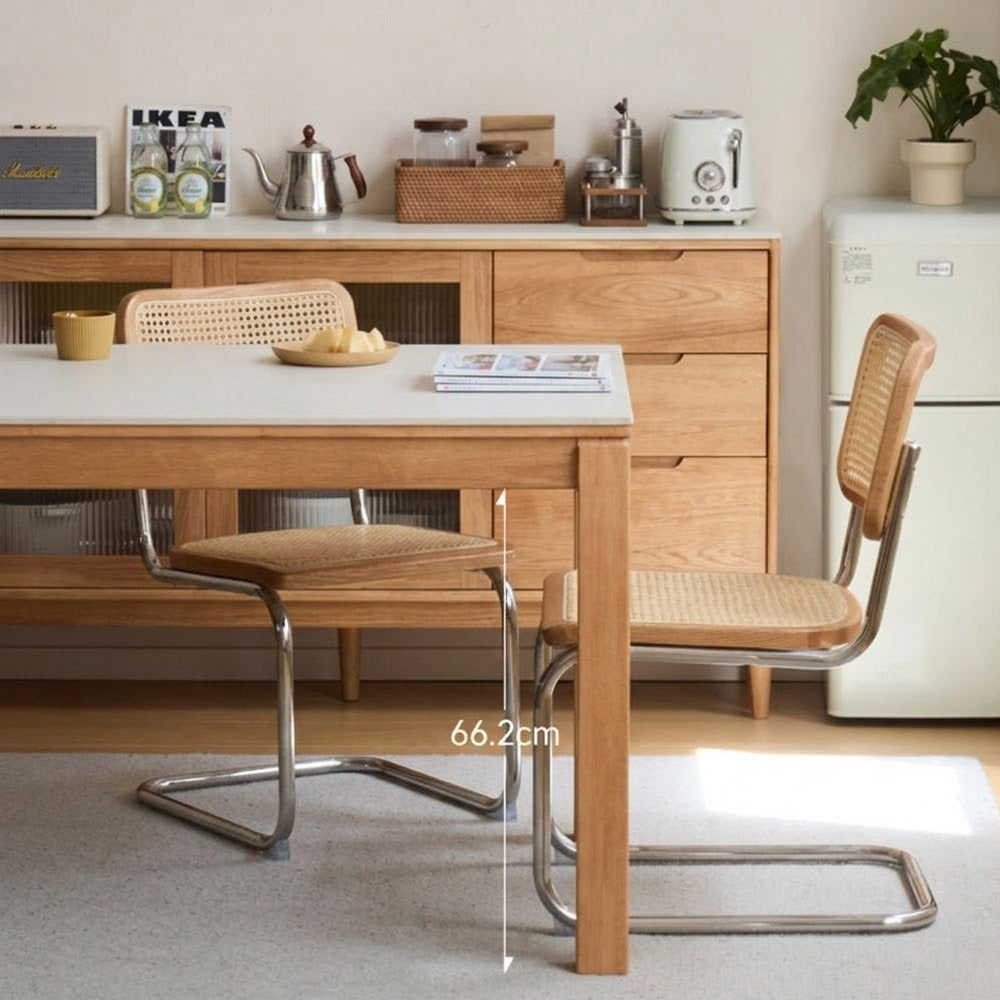 Cesena Natural Solid Rubber Wood Dining Table with Ceramic Top