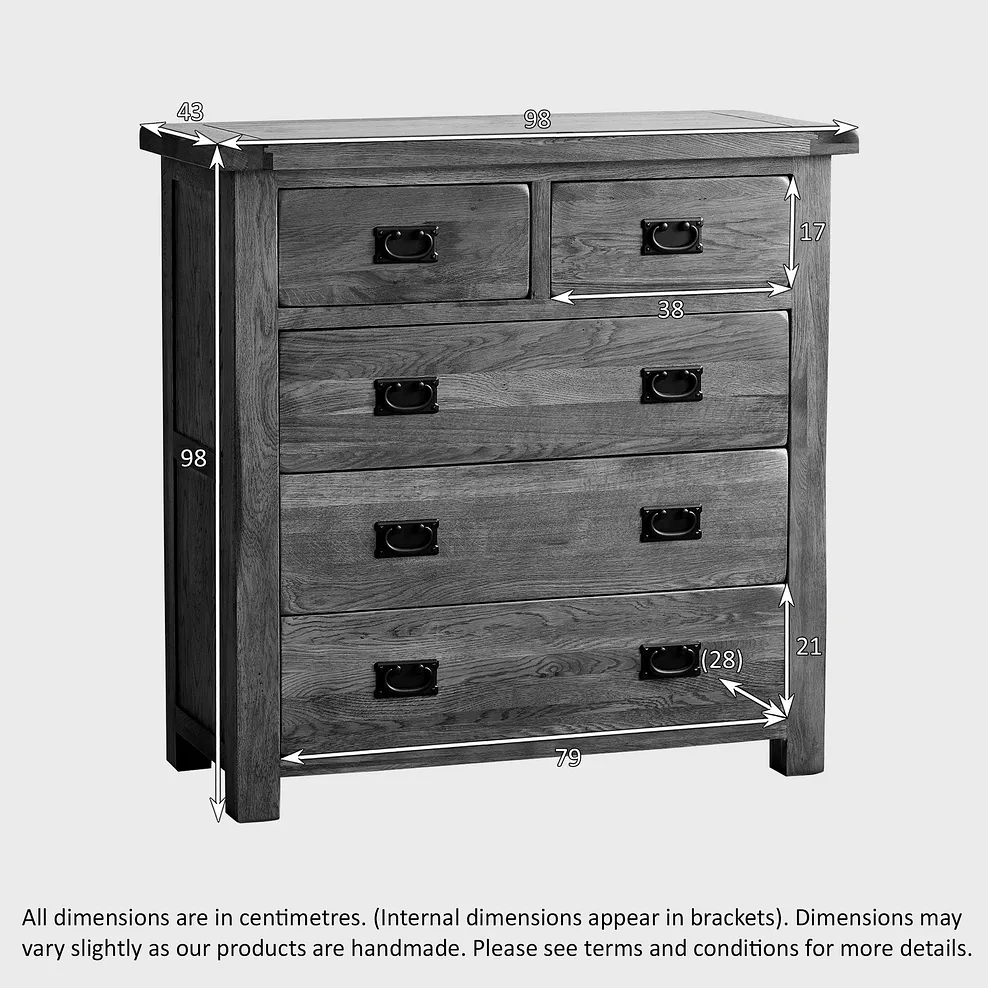 Rustic Country Solid Oak 2+3 Chest of Drawers – Oak Furniture