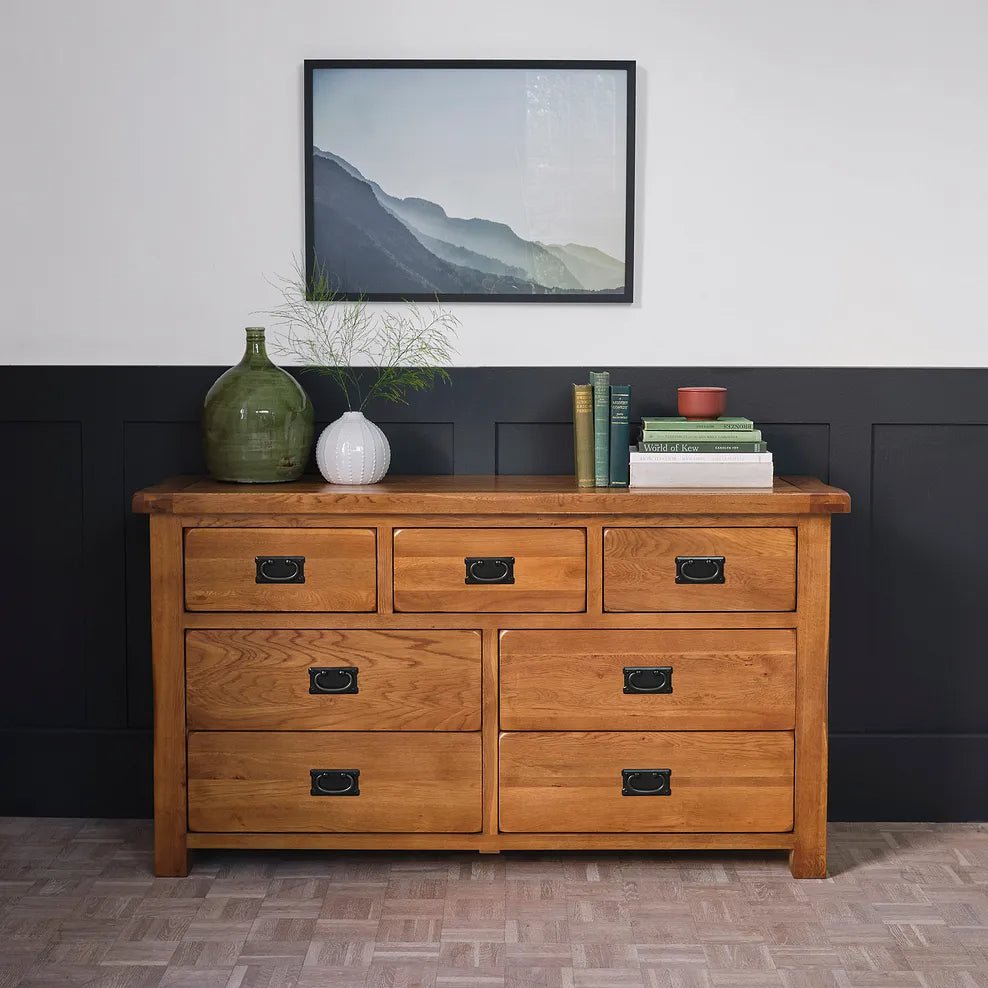 Rustic Country Solid Oak 3+4 Chest of Drawers | Oak Furniture Store