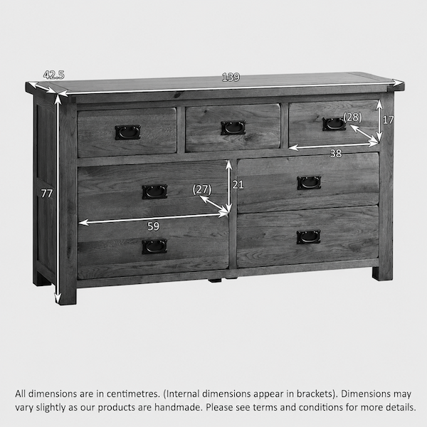 Rustic Country Solid Oak 3+4 Chest of Drawers