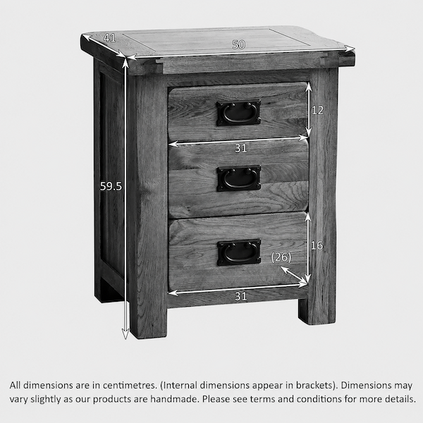 Rustic Country Solid Oak Bedside Table