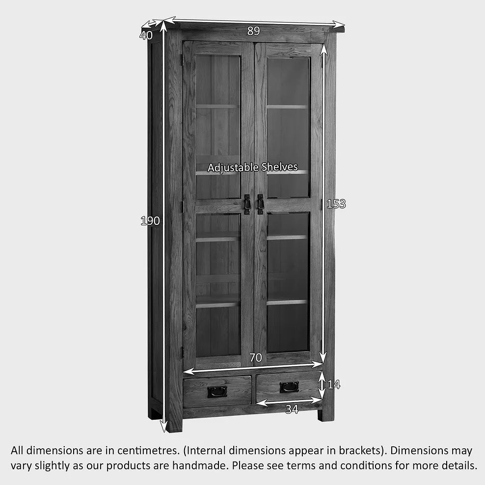 Rustic Country Solid Oak Display Cabinet