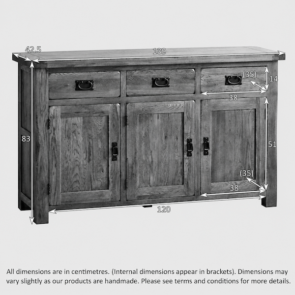 Rustic Country Solid Oak Large Sideboard with Hutch Dresser