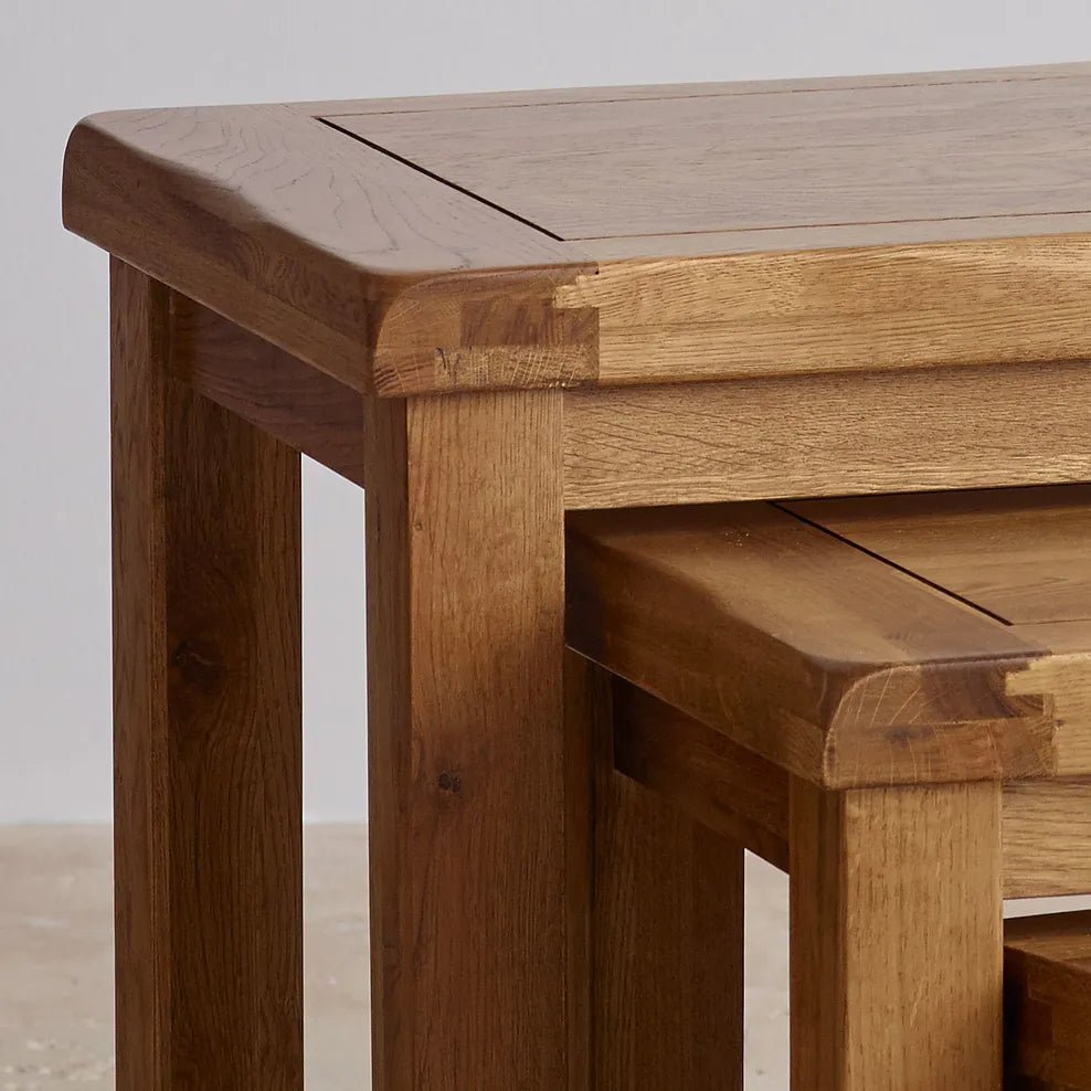 Rustic Country Solid Oak Nest of Tables | Oak Furniture Store
