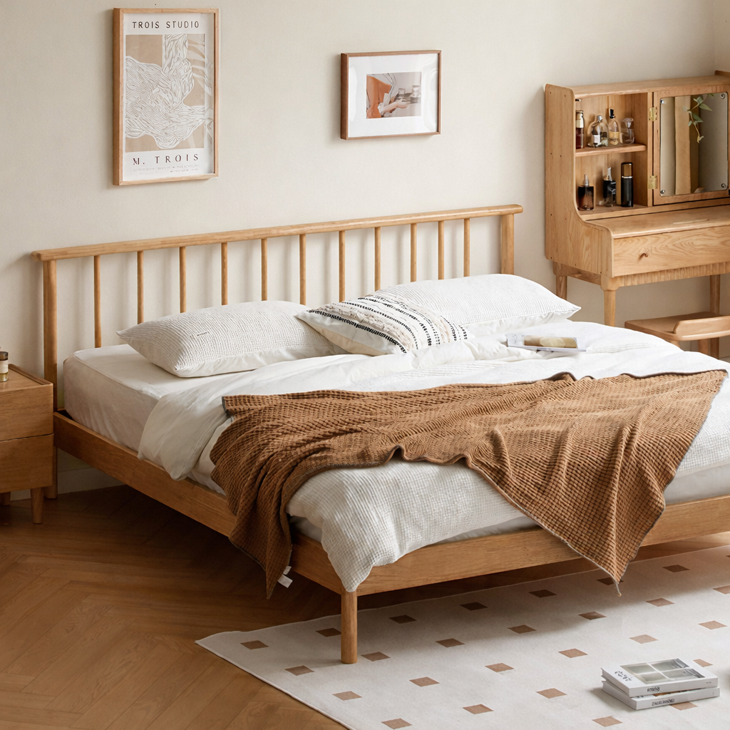 Salos Natural Solid Oak Bed Frame