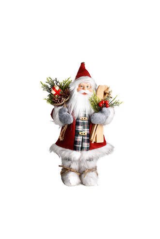 Santa Red Plaid with Skis 30CM FXS560-30